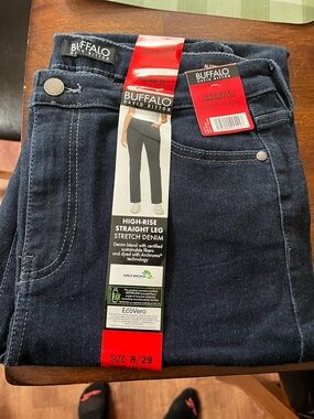 Buffalo David Bitton High-Rise Straight Leg Jeans - Dark Indigo Blue